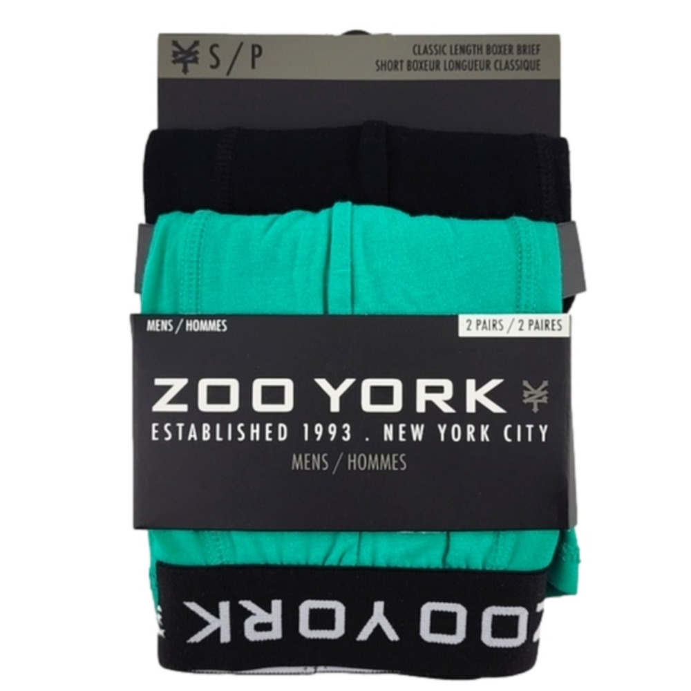 Zoo York  Men's Classic Length Boxer Brief Green Black 2 Pairs Size Small